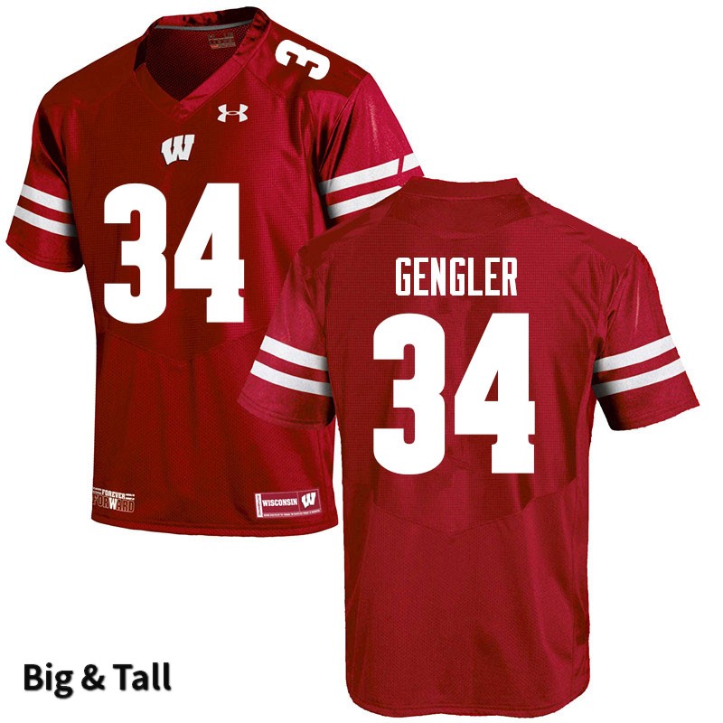 Wisconsin Badgers Men's #34 Ross Gengler NCAA Under Armour Authentic Red Big & Tall College Stitched Football Jersey QZ40O47HM